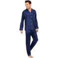 thumbnail image 4 of Visland Men's Satin Pajamas Set Long Sleeve Button Down 2 Piece Sleepwear Loungewear, 4 of 6