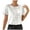 #141-White, variant on Women's Textured Top, Crinkle Velvet Short Sleeve Shirt with Metallic Sheen for Casual Wear