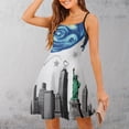 thumbnail image 3 of New York City Skyline with Stars Sweet Elegant Slip Dress Women Korean Kawaii Dress, 3 of 6