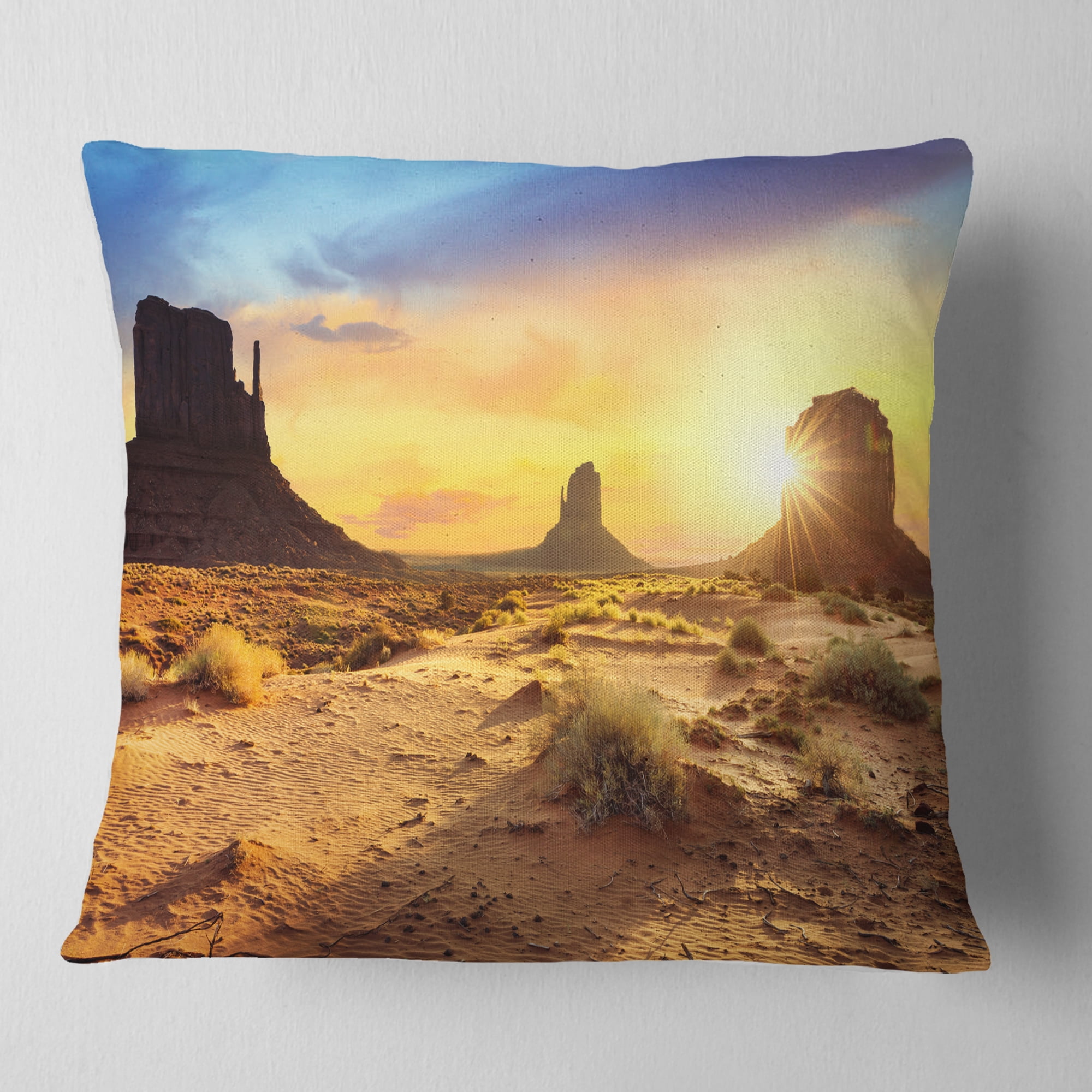 Designart Monument Valley Landscape - Photography Throw Pillow - 16x16