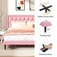 thumbnail image 6 of VIPLOV Queen Size Platform Bed Frame with Upholstered Velvet Button Tufted Headboard, Mattress Foundation with Wooden Slat Support, No Box Spring Needed, Easy Assembly, Noise Free,Pink, 6 of 6