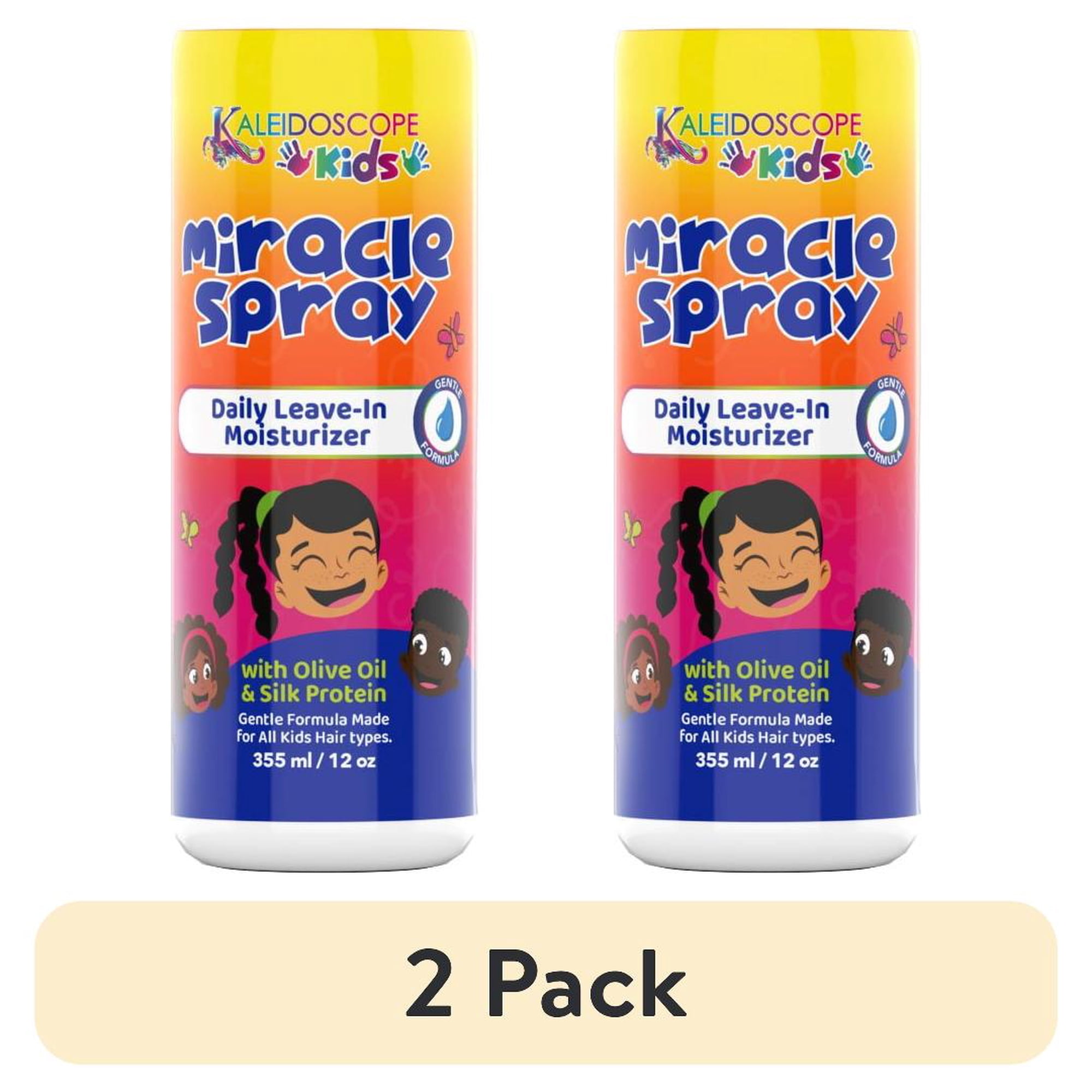 (2 pack) Kaleidoscope Kids Miracle Spray Leave In Conditioner 12 oz, Moisturizing, All Hair Types