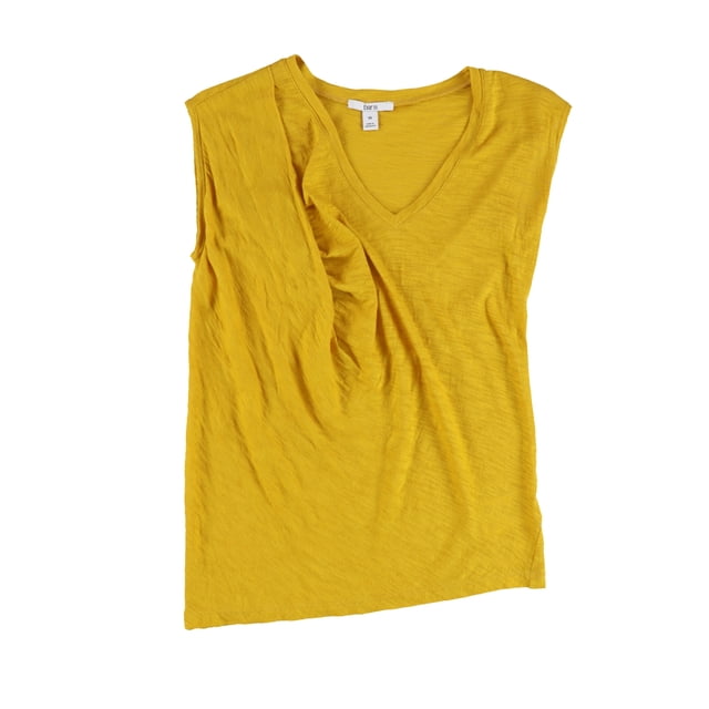 bar III Womens SS Twist Slub Basic T-Shirt, Yellow, X-Small