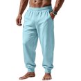 thumbnail image 6 of HaCpiu Men's Loose Fit Jogger Pants, Solid Elastic Waist Sweatpants with Pockets, Casual Soft Fleece Track Cuff Gym Trousers, Light Blue XL, 6 of 8