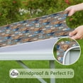 thumbnail image 6 of Brown Highland Cow Blue Bucket Flower Pattern Square Fitted Tablecloth with Elastic Edge,Square Table Cover,Washable Elastic Table Cover for Home Kitchen Party Decor 34"x34", 6 of 6