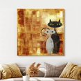 thumbnail image 3 of IDEA4WALL Framed Canvas Wall Art Black and White Cat on Orange Grunge Canvas Print Funny Animal Modern Wall Art Kid Room Decor Relax for Living Room, Bedroom, Office -, 3 of 5