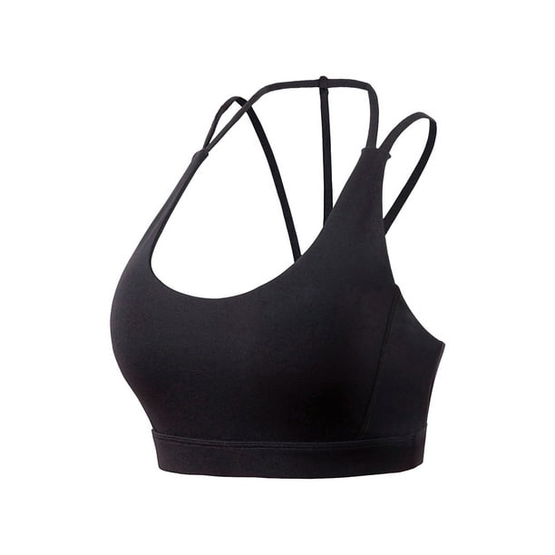Cathalem Workout Sports Bras For Women Criss-Cross Back, Molded Cups, Hook  and Eye Closure - High Support Running Bra,Black M 