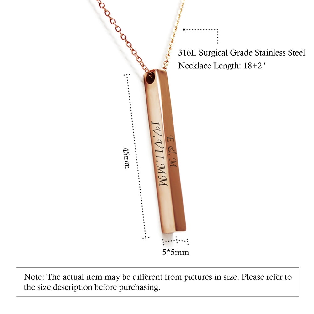 Boyfriend Birthday Gift - Personalized 4 Sides Name Bar Necklace - Custom Bar Necklace - Couple Necklace Personalized Gift