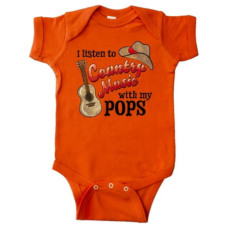 

Inktastic I Listen to Country Music with my Pops with Guitar and Hat Gift Baby Boy or Baby Girl Bodysuit