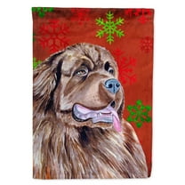 Carolines Treasures LH9309-FLAG-PARENT Newfoundland Red and Green Snowflakes Holiday Christmas Flag  multicolor