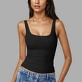 thumbnail image 2 of Youyipin Womens Tops Padded Square Neck Tank Tops Summer Double Layer Basic Sleeveless Tank Shirts Tank Top For Women, 2 of 7