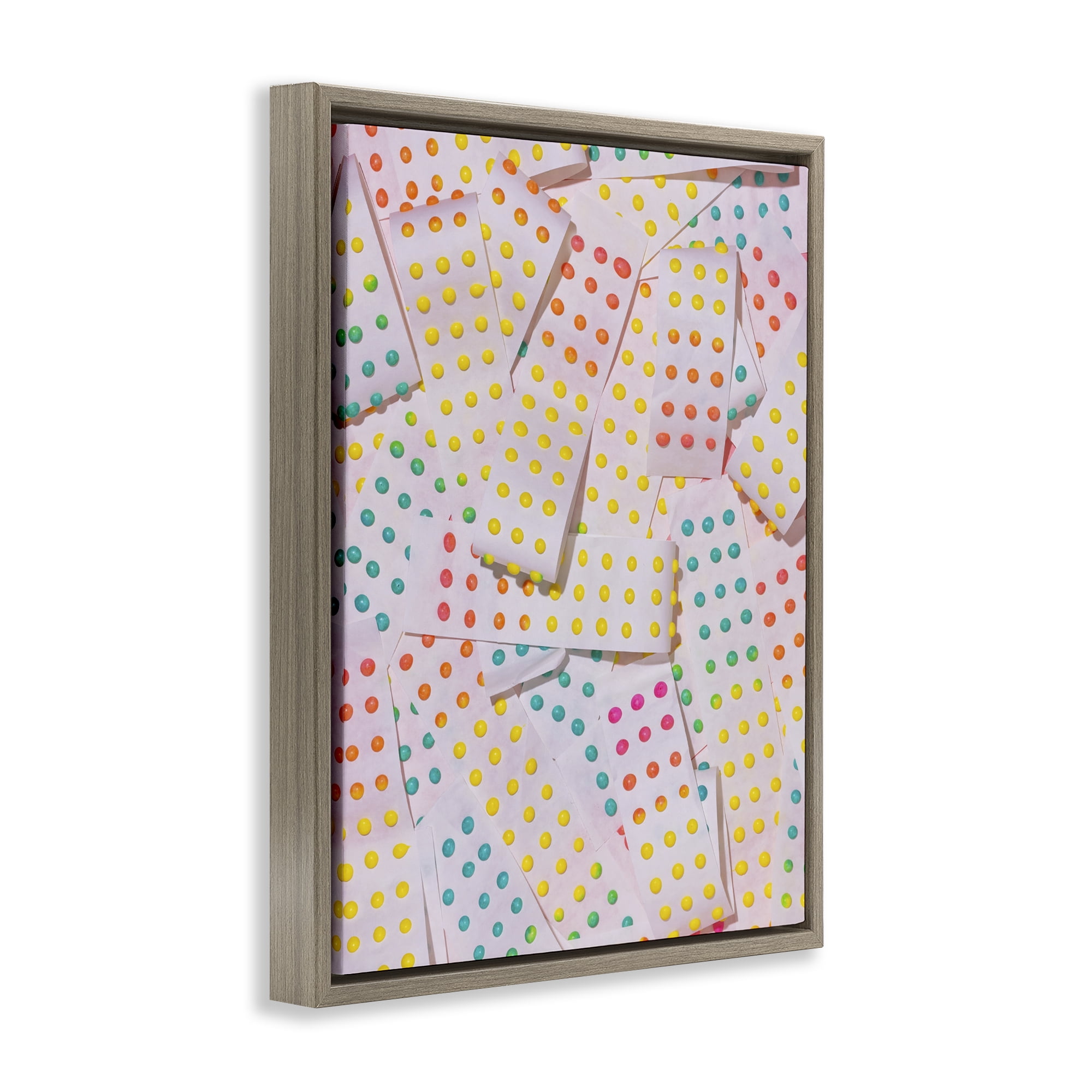 Stupell Industries Retro Color Candy Dots Brown Framed Floater Canvas Wall Art, design by LISH Creative