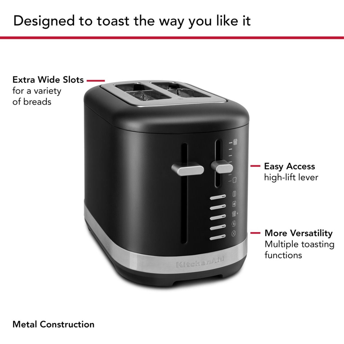 KitchenAid 2 Slice Metal Toaster | Matte Black