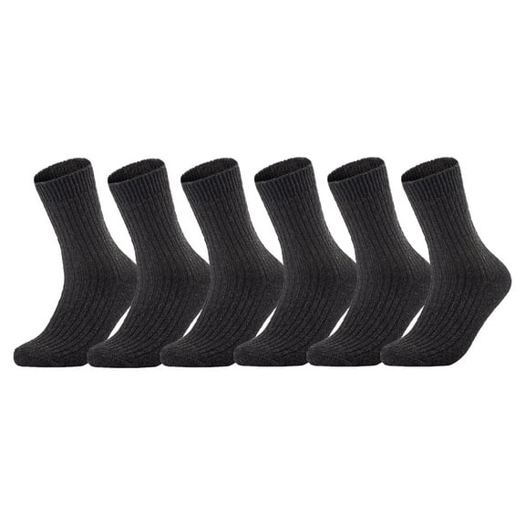 Lian LifeStyle Men's 6 Pairs High-Performance, Ultralight and Great Activewear for Fun Sports Wool Crew Socks Size 6-9 FS03  Dark Gray