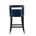 thumbnail image 7 of Counter Height Bar Stools Set of 2, Suede Velvet Upholstered Barstools with Nailheads and Solid Wood Legs, Leisure Bar Chairs for Kitchen Dining Room Pub, 26 Inch Seater Height, Navy Blue, 7 of 7