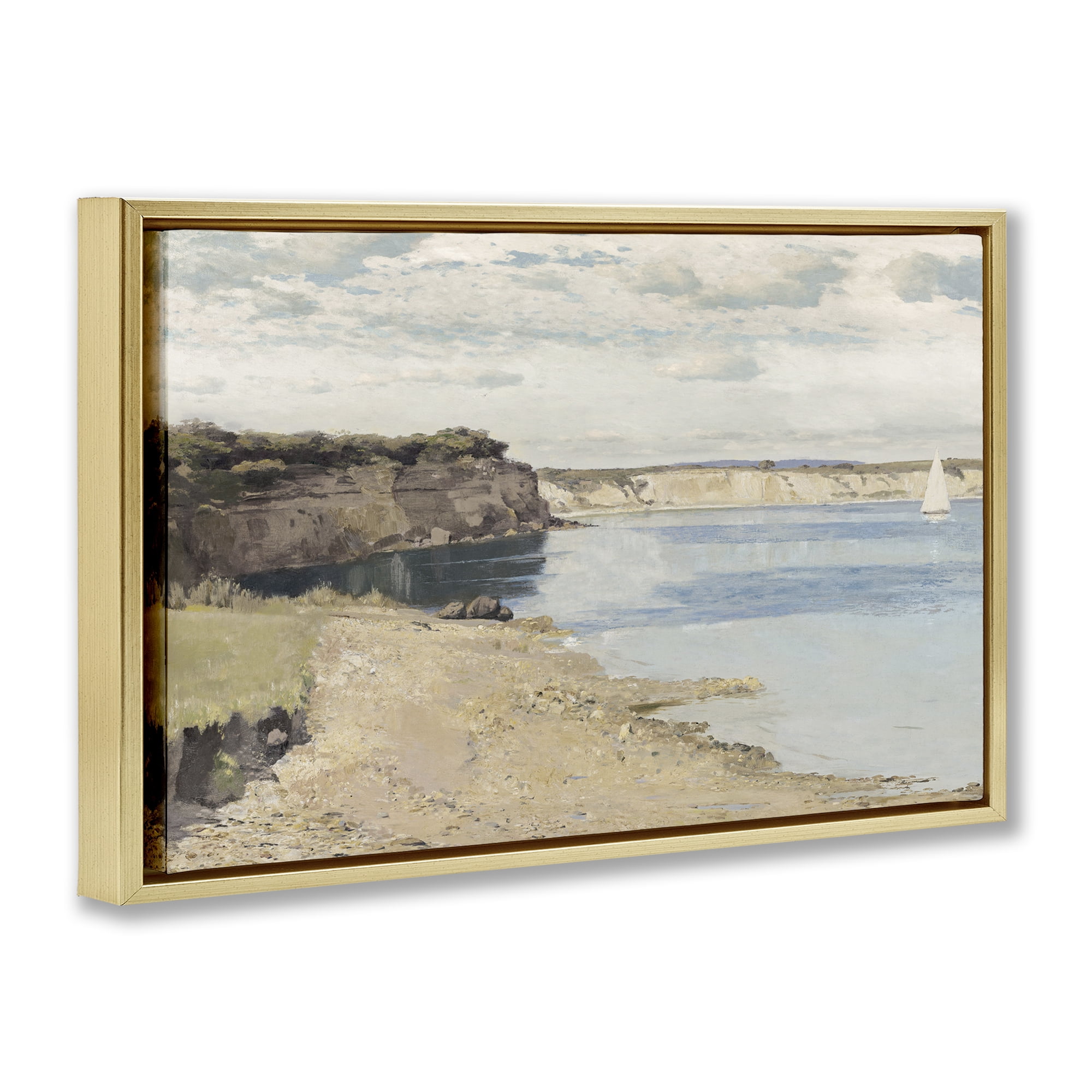 Stupell Industries Set Sail Peaceful Cove Gold Framed Floater Canvas Wall Art, design by Christy McKee