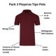 thumbnail image 4 of Playeras Hombre Tipo Polo Pack 3 Pz Moda Casual Manga Corta, 4 of 6