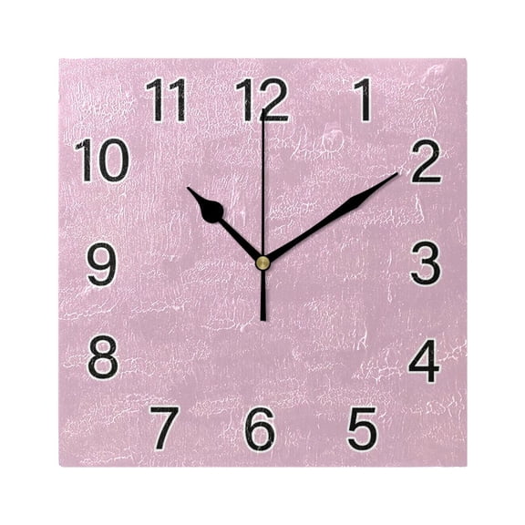 Ryvnso Light Pink Wall Clock Square Silent Non-Ticking Battery Operated 7.78"