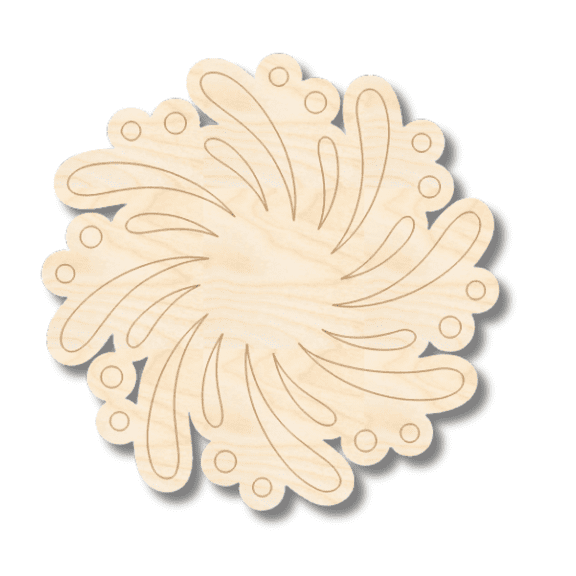 Unfinished Wood Etched Swirl Firework Shape 7" / 1/8"