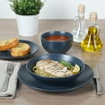 thumbnail image 2 of Gibson Home Queenslane 16 Piece Double Bowl Plates and Bowls Dinnerware Sets - Matte Blue, 2 of 6