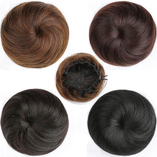 Paquete de cabello falso, cabeza de albóndiga, cabello lacio natural esponjoso, cabeza de flor, simulación de cabello desordenado, paquete de cabello