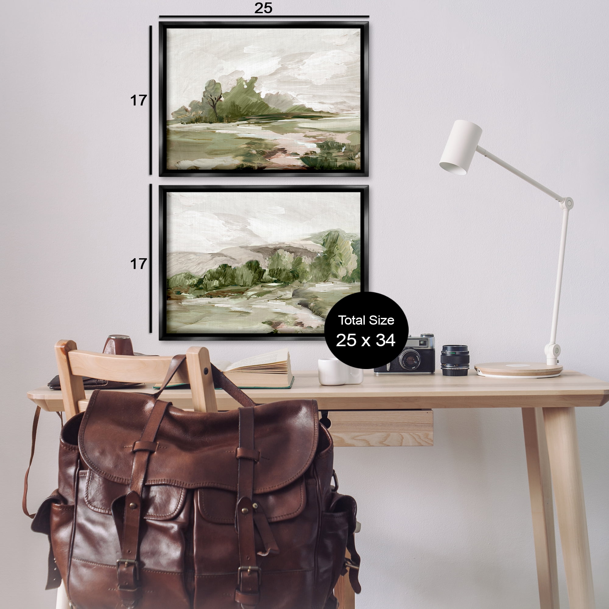Stupell Industries Impressions of Country Hills Landscape & Nature Painting Black Floater Framed Canvas Art Print Wall Art, 25 x 17, Set of 2