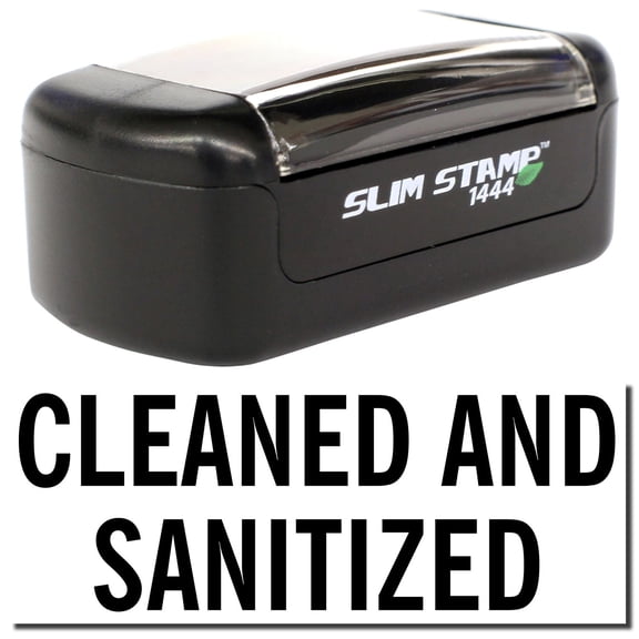 Slim Pre-Inked Cleaned and Sanitized Stamp, Slim 1444, Ultra Slim Design, Impression Size 1/2" by 1-3/4", Up to 25,000 Impressions - Black Ink