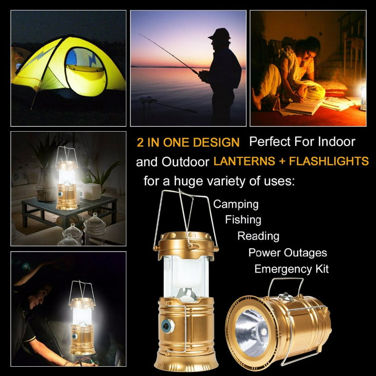 4x USB Solar Portable Outdoor LED Rechargeable Camping Lantern Bright Tent  Lamp