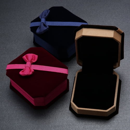 Naierhg Bowknot Decor Necklace Ring Earrings Show Case Display Storage Jewelry Gift Box