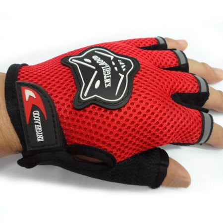 - Non-slip Silicone Bike Bicycle Half Finger Gloves, Breathable Attractive, for Outdoor, Cycling, Riding (Red, Large)