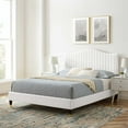thumbnail image 2 of Tufted Platform Bed Frame, Twin Size, Velvet, White, Modern Contemporary Urban Design, Bedroom Master Guest Suite, 2 of 10