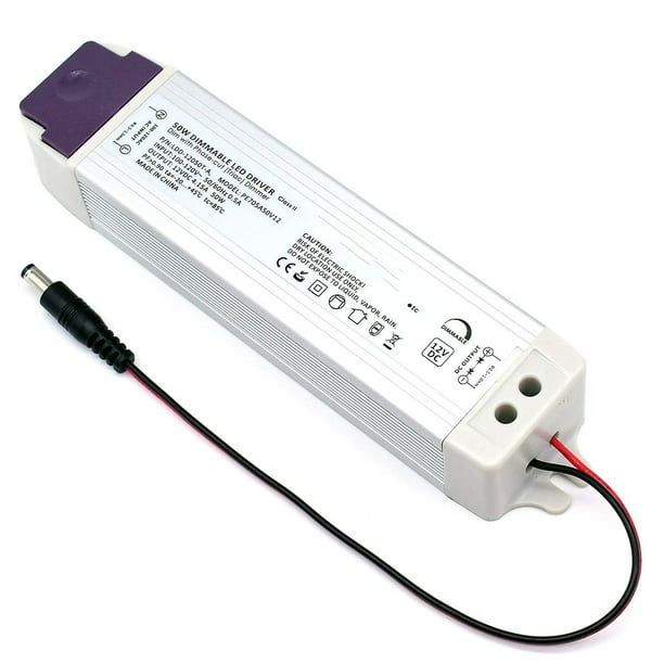 tåbelig ide Perfervid 50W Dimmable LED Driver, 110V AC-12V DC Transformer Electric Power Supply  Adapter, 0-100% Dimming, Compatible with Lutron, Leviton Dimmers for LED  Tape Cabinet Lighting - Walmart.com