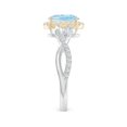 thumbnail image 3 of Angara Natural 1 Ct. Aquamarine with Diamond Halo Ring in 14K White & Yellow Gold for Women (Ring Size: 11.5), 3 of 10