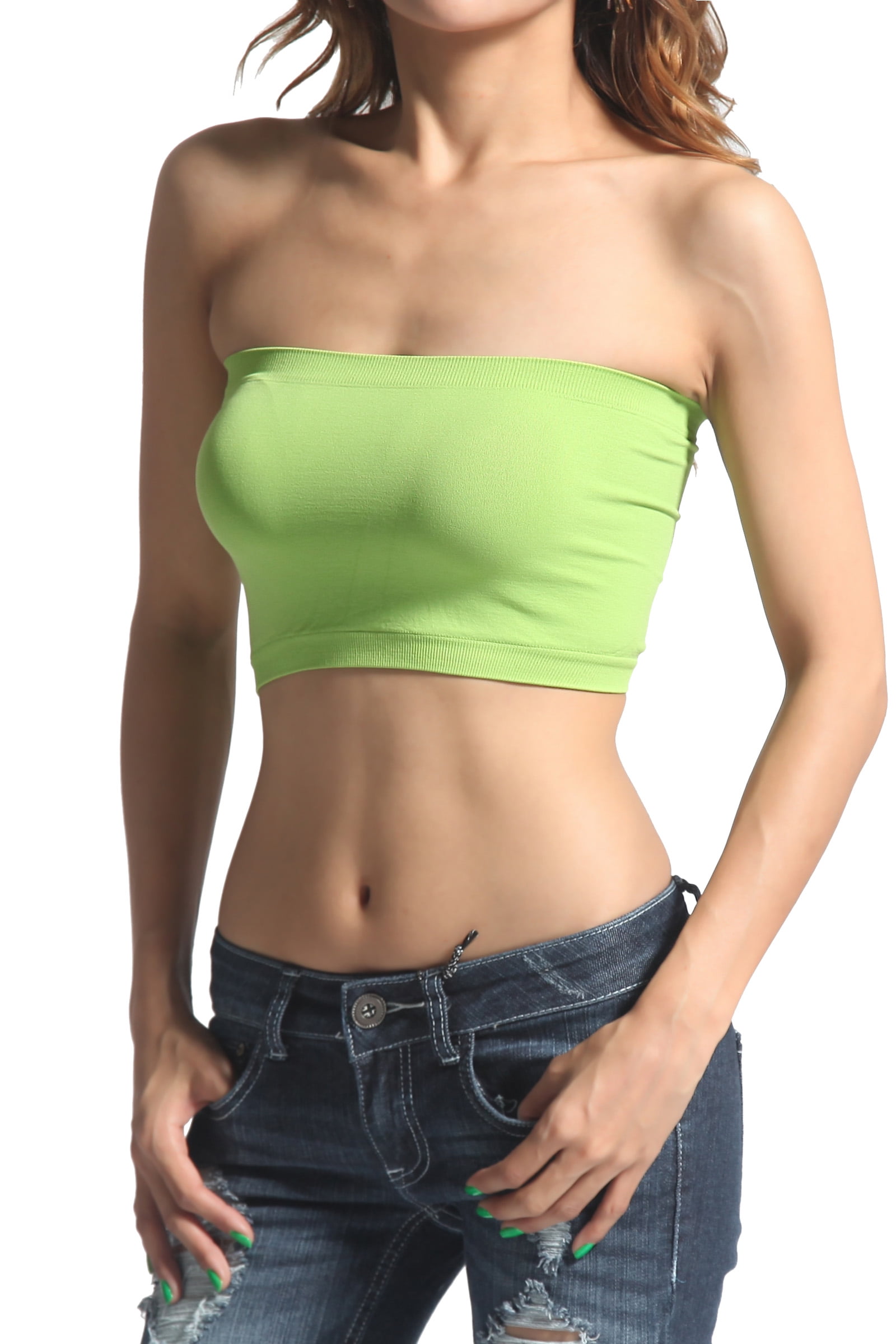 TheMogan - TheMogan Junior's Bralette Basic Seamless Bandeau Layering Strapless Crop Tube Bra