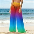 thumbnail image 2 of Levmjia Women's Bohemian Rainbow Print Sheer Chiffon Beach Pants Lightweight Sun Protective Swimwear Cover-Up Pareo Pants Plus Size S-2XL, 2 of 7