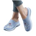 thumbnail image 7 of Floleo Women's Backless Slip On Floral Embroidery Knit Mule Sneakers, Breathable Mesh Wedge Sole Casual Daily Walking Footwear(Light Blue,7), 7 of 7