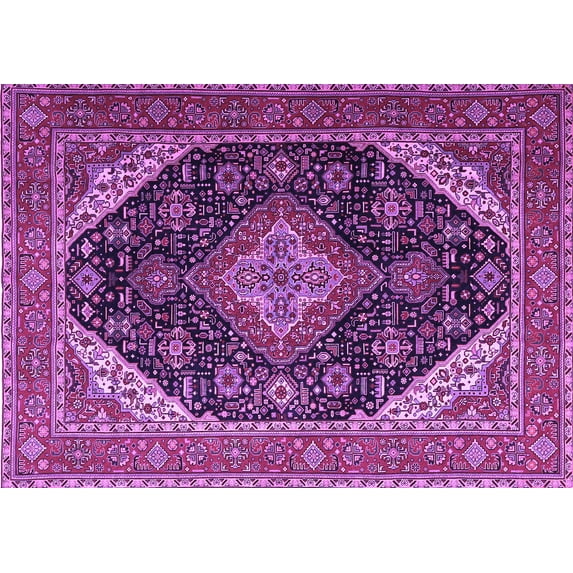 Ahgly Company Indoor Rectangle Medallion Purple Traditional Area Rugs, 2' x 3'