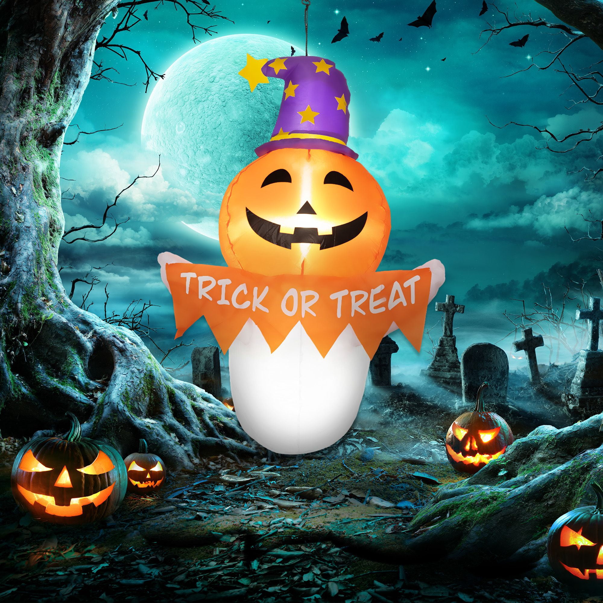Alvantor Inflatable Halloween Sticker 3.4ft Halloween Pumpkin Decorations for Indoor Outdoor