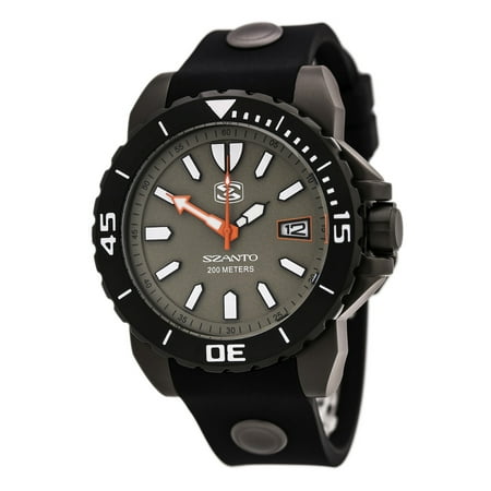 Szanto 5002 Men's 5000 Series Black Bezel Grey Dial Black Silicone Strap Dive Watch