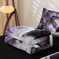 thumbnail image 6 of Manfei Dreamy Flower Lady Zipper Full Size Comforter Sets with Fitted Sheet and 2 Pillowcases,White Wolf Zipper Bedding Set,Black Reversible,4pcs, 6 of 8