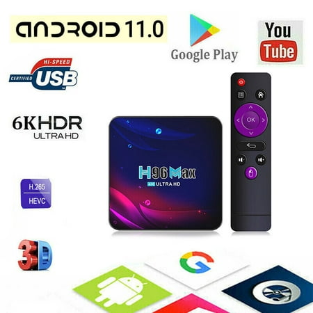 FIEWESEY H96 Max TV Smart BOX , Android 11.0 TV Displays Box with USB Port 3.0/USB 2.0 , Ethernet, AV, HDMI SD Card port,Support 5G/Wifi /4K TV HD Box For Home Media Streamer Player-4GB+64GB