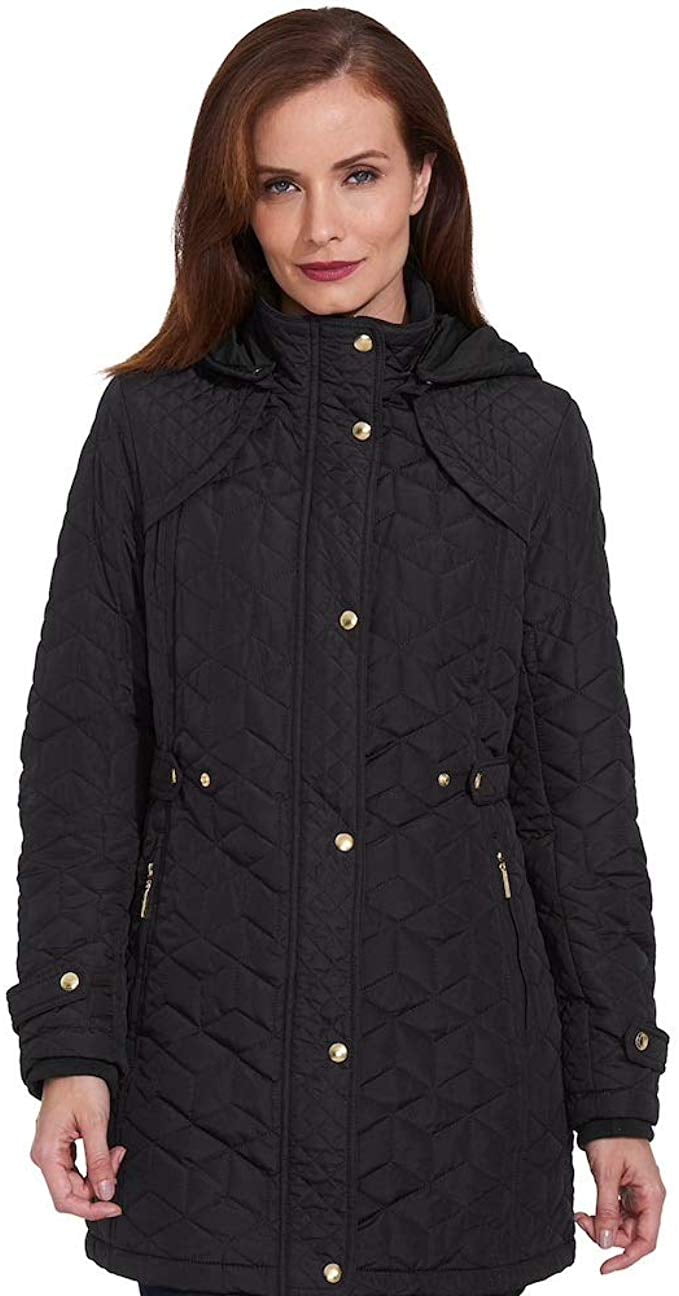 Weatherproof Garment Co. Womens Hooded Midweight Quilted Walker Jacket ...