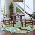 thumbnail image 5 of Birds Floral Vintage Round Rug 5ft Washable Circle Kitchen Rugs Non Slip Abstract Art Flowers Large Area Rug Indoor Floor Carpet for Bedroom Living Room Home Office Dining Room Nursery, 5 of 8