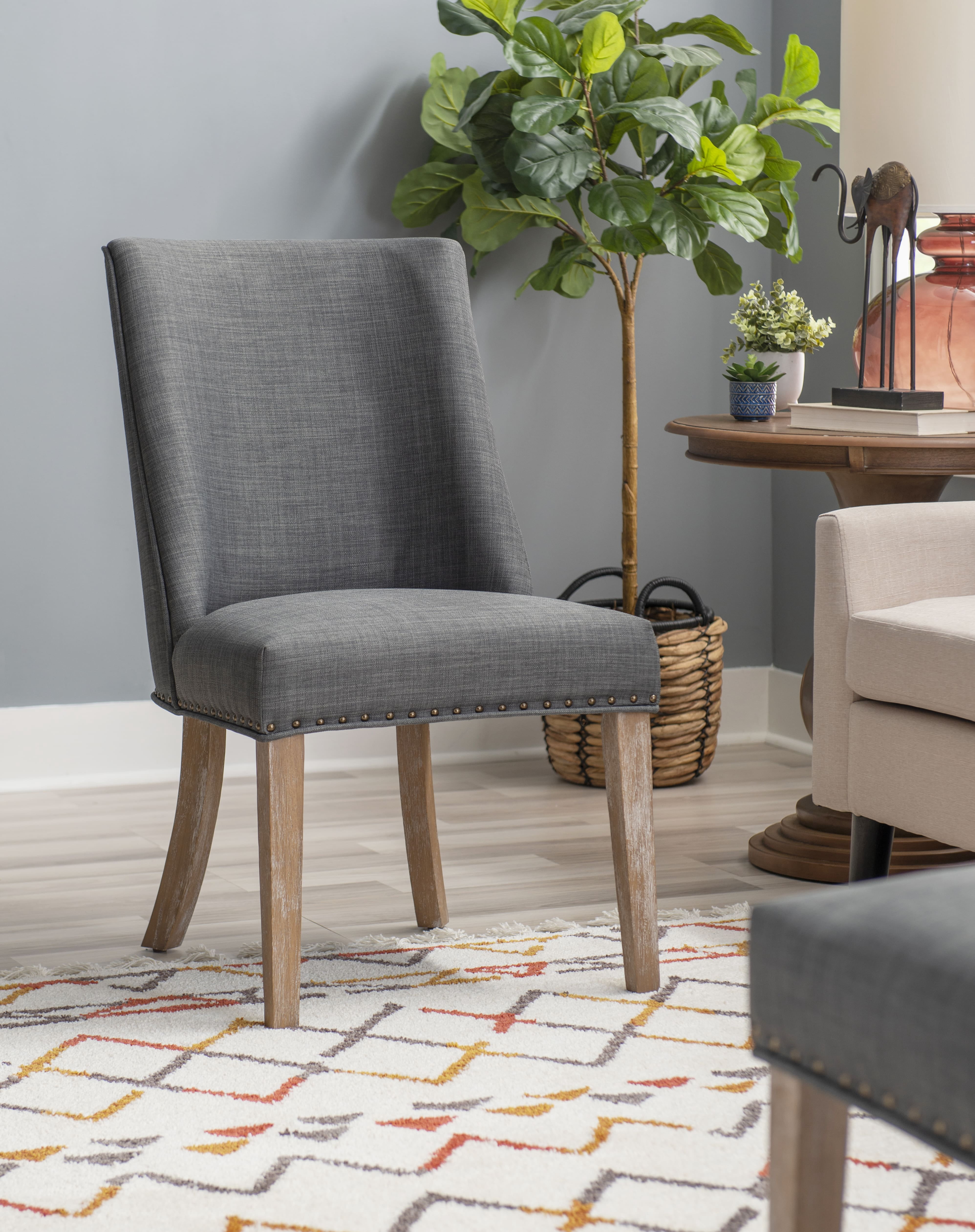 Powell Augusta Upholstered Dining Chair, Set of 2, Natural with Gray