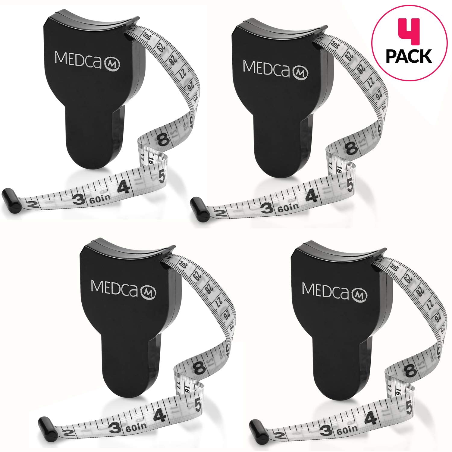 MEDca Body Tape Measure 4 Pack Measuring Tape for Body Fat Measuring Device - Plastic
