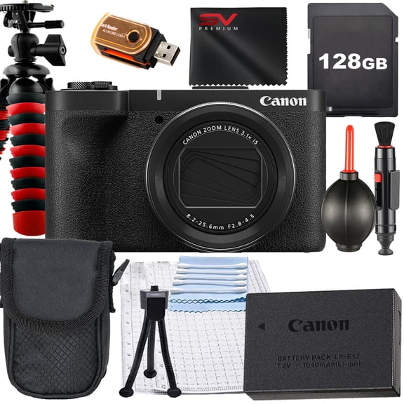Canon PowerShot V1 Digital Camera with SanDisk 128GB Memory Card   Case   Tripod   SV Premium Accessory Bundle (International Version)