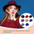 thumbnail image 4 of Hat Cowboy Classic Woolen Adjustable Rope Fabric Breathable Soft Comfortable Shade Metal Ferora Color Dress Cap Winter Royalblue, 4 of 7