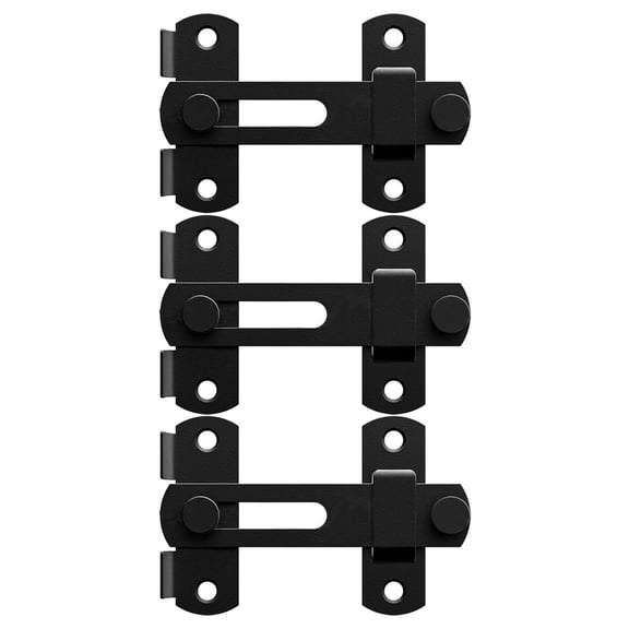 VERDANVERSE 3Pcs Easy Install Black Door Latch Lock for Cabinets and Furniture