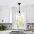 thumbnail image 3 of SHILIU-Black Pendant Lights Kitchen Island - Clear Glass Pendant Light Fixture Multiple Stems Rods 3 Units 12 Inch 3 Units 4 Inch (Black 3 Pack Stem Rod), 3 of 4