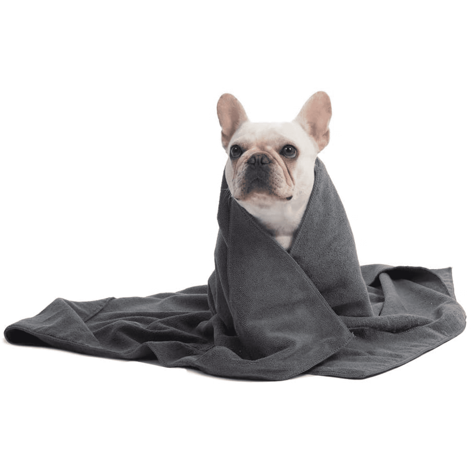 Premium Microfiber Dog Drying Bag Quickly Removes Water Mud and Dirt Extra Absorbent Towel Solution with Durable Hook and Loop Neck Strap-Gray-S